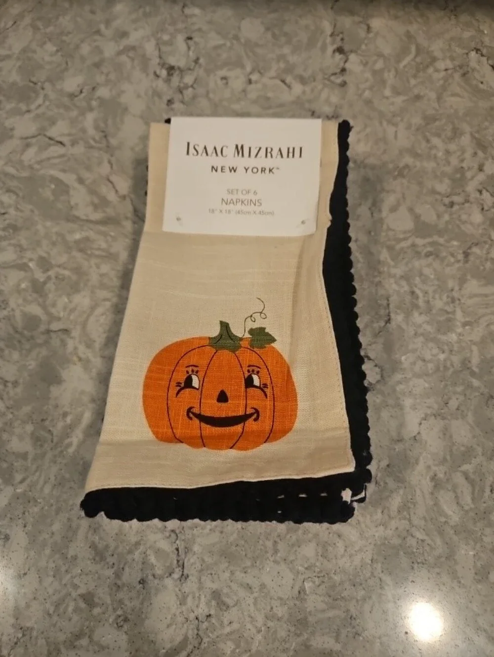 Isaac Mizrahi Halloween Vintage Pumpkins Napkin Set (6) Jack-o-lantern